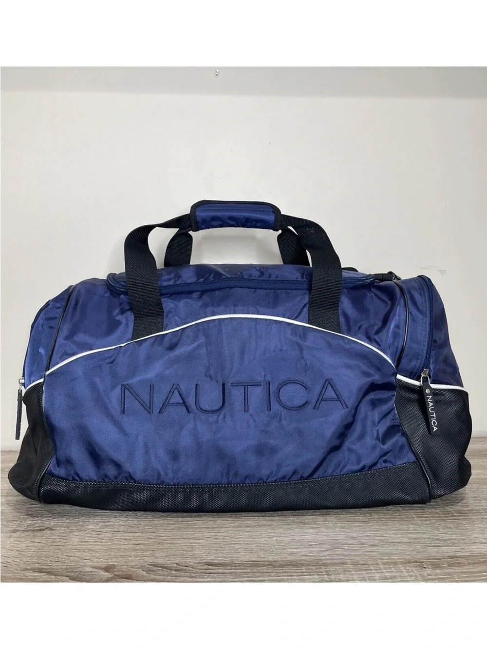 Vintage Nautica Y2K Duffle Bag Gorpcore Gym Travel Weekender Blue